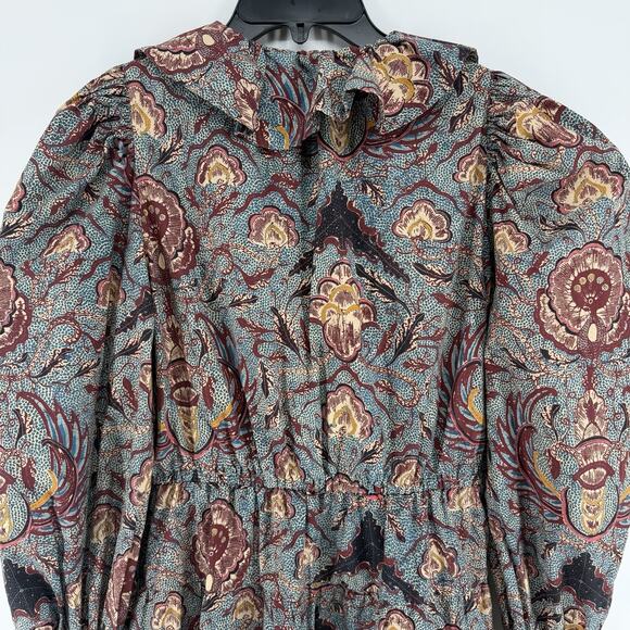 Ulla Johnson Women's Caris Carmine Batik Floral Puff Sleeve Mini Dress Small/Med - Picture 10 of 11